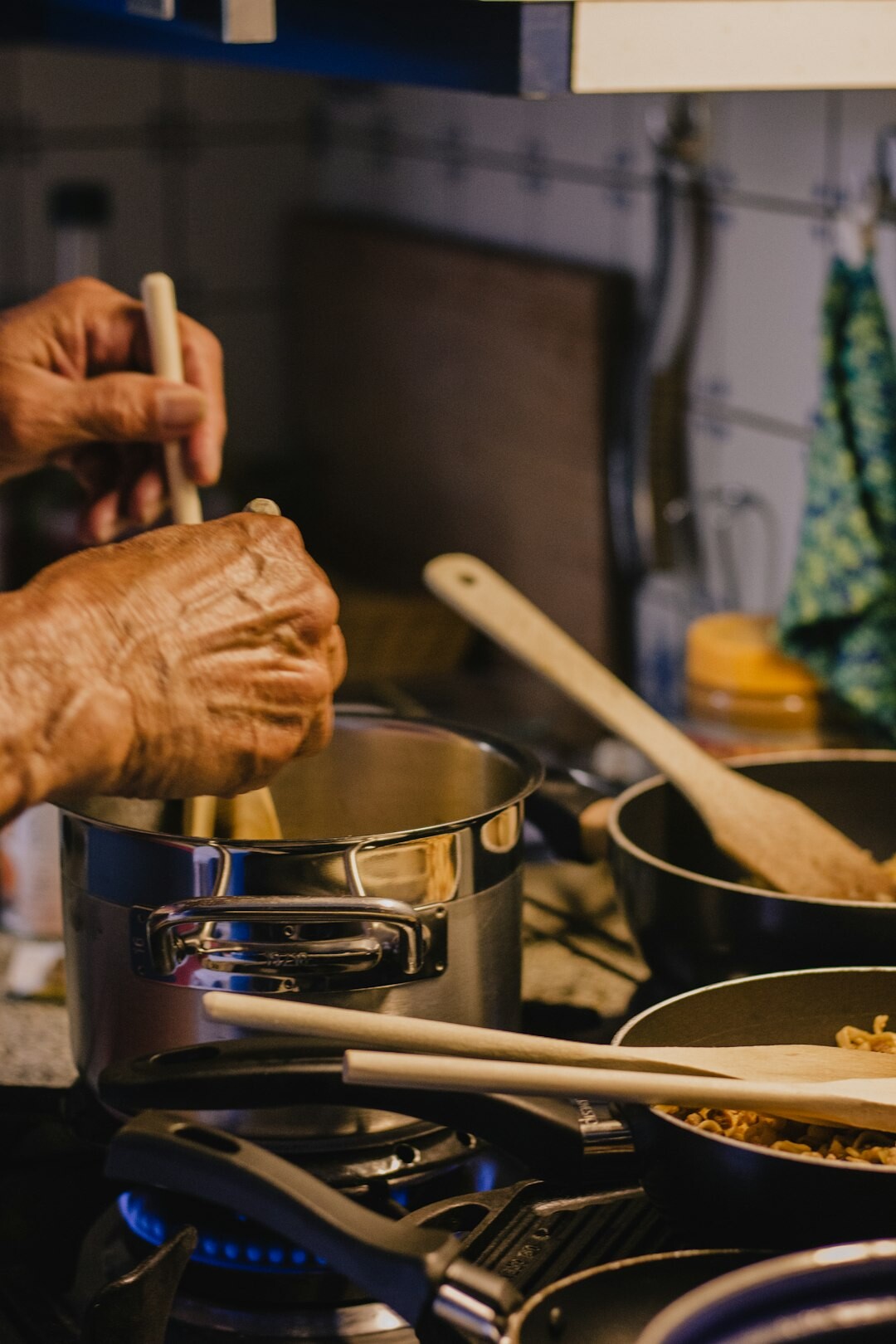 senior couple cooking together