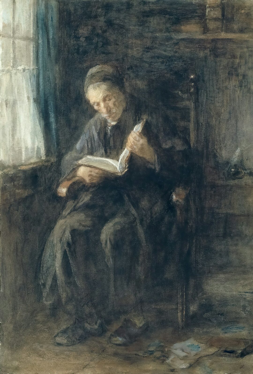 senior reading book