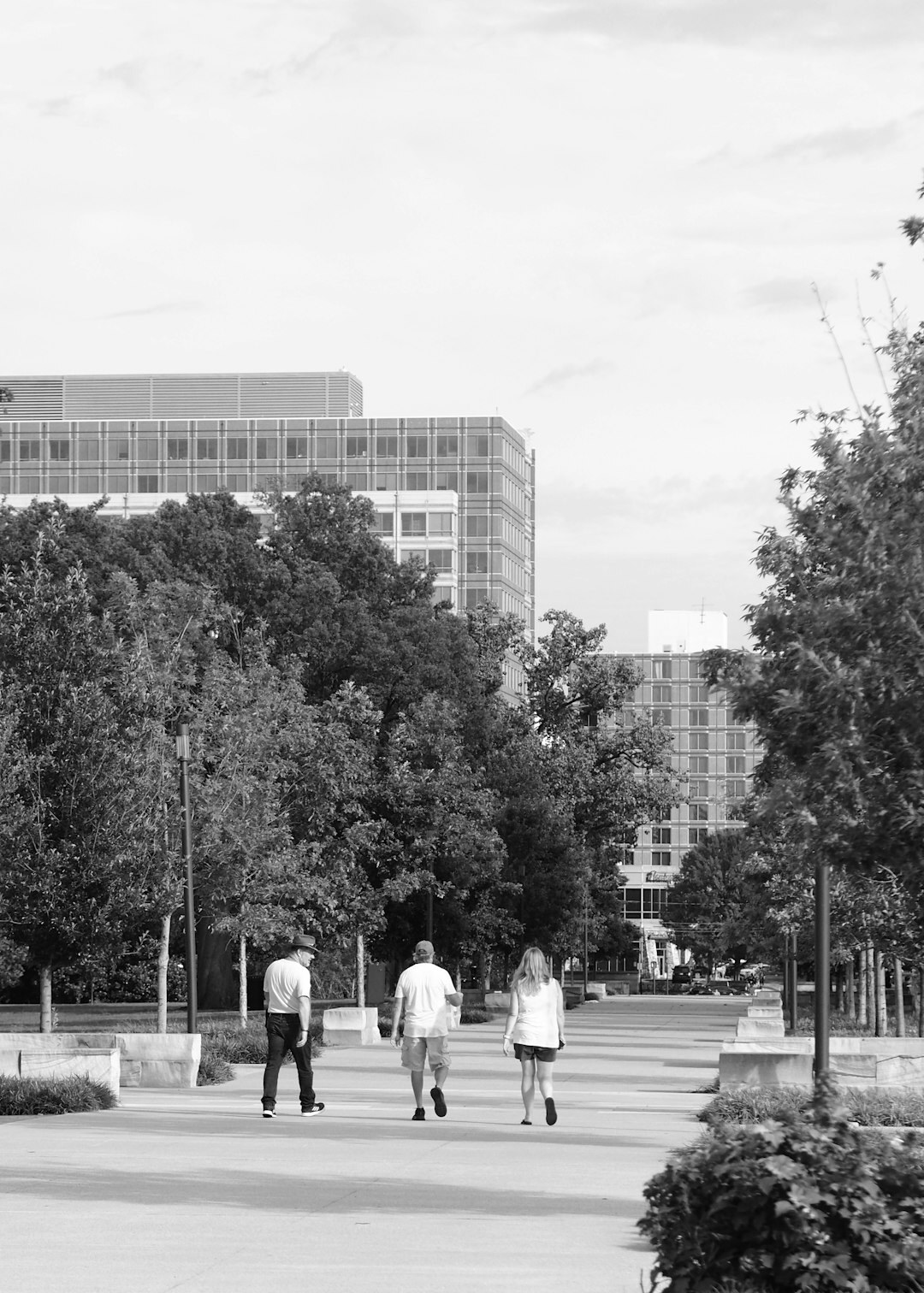 senior group walking in park
